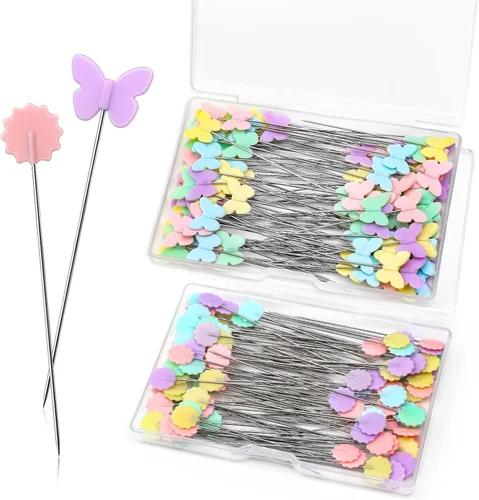 Miniatura 9 de Fteven Kit de 200 Piezas de Alfileres Rectos de Cabeza Plana con Alfiletero Erizo, Alfiletero Grande con Caja de Almacenamiento Transparente