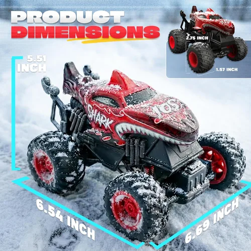 Miniatura 6 de BEZGAR Juguetes de Camión Monstruo - Camión Monstruo de Control Remoto con Luz y Música, Juguetes de Dinosaurio para Niños, Camión RC a Escala 1:20