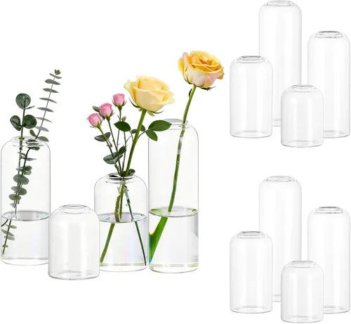 Glasseam Jarrón de cristal para centros de mesa: 12 piezas pequeño florero a granel para un solo ramo de rosas, modernos centros de mesa