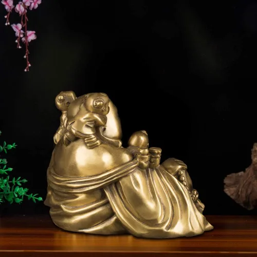 Miniatura 4 de BRABUD chino Fengshui riendo Buda sentado con 5 niños estatua atrayendo felicidad en la colección de decoración de la familia ZD066