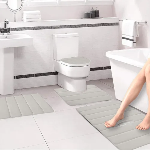 Miniatura 5 de Bathroom Rugs for 3 Pieces, Memory Foam Bath Mat Set, Universal Toilet Mats, Soft Comfortable, Water Absorption, Non-Slip, Thick, Machine Washable