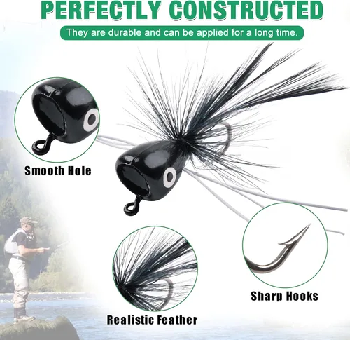 Miniatura 3 de Kit de señuelos para pesca con mosca, moscas para pesca con mosca seca, moscas de pesca con mosca superior, panfish Bluegill Popper Bait Bug