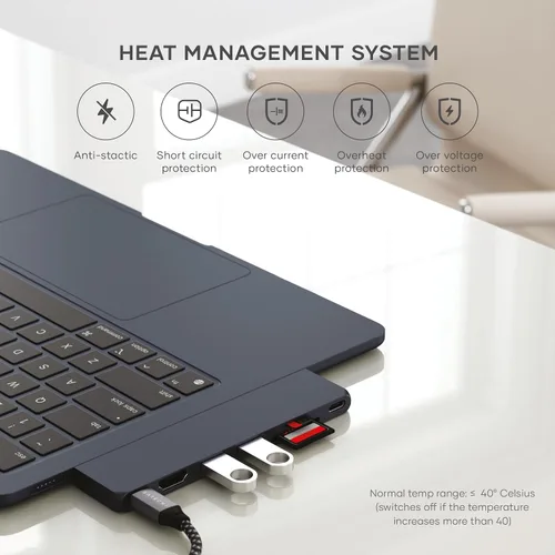 Miniatura 4 de Satechi Adaptador multipuerto USB C 7 en 1 Pro Slim, USB C Dongle, carga de 100 W, HDMI 4K, USB 4, USB 3.2 Gen 2, lector de tarjetas SD/Micro