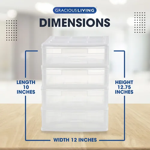 Miniatura 3 de Gracious Living Organizador de escritorio y encimera de 4 cajones con tapa de organización para almacenamiento de manualidades, suministros