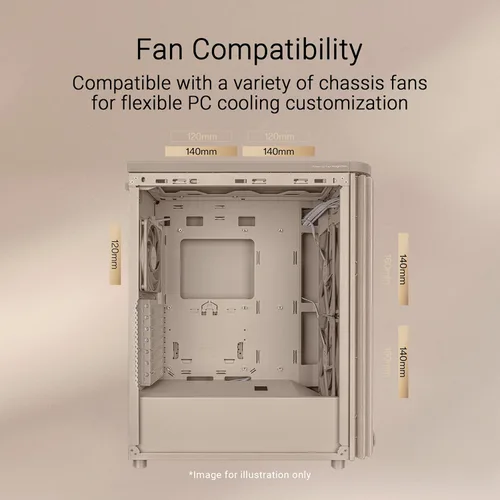 Miniatura 5 de ASUS ProArt PA401 Wood Edition - Carcasa ATX con panel de malla beige, soporte de GPU de hasta 12.402 in, soporte de radiador de 9.449 in