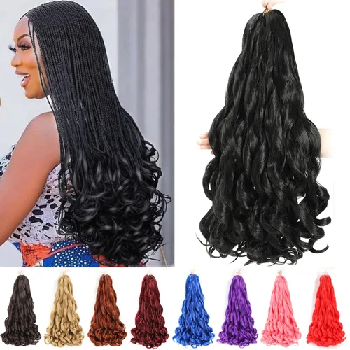 Miniatura 65 de Cabello Rizado Francés para Trenzar de 18 Pulgadas, 8 Paquetes Color Borgoña - Cabello para Trenzar Pre-Estirado con Rebote - Extensiones de Cabello