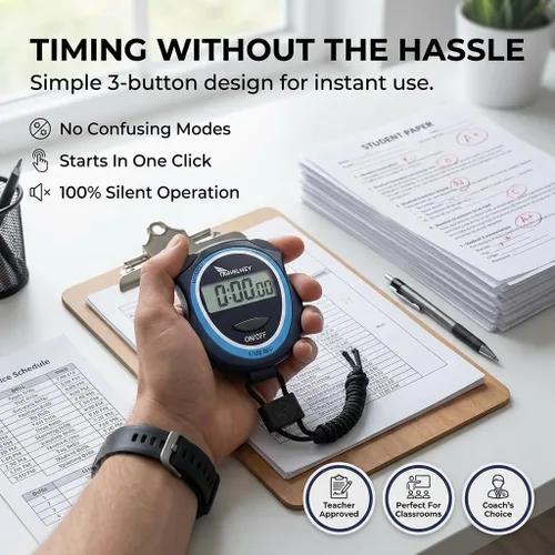 Miniatura 2 de Temporizador digital silencioso para profesores, entrenadores y niños, temporizador de regazo simple, pantalla grande, sin alarma, aula, exámenes