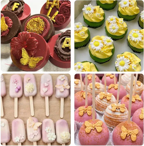 Miniatura 6 de Moldes de silicona con diseño de mariposa, 6 moldes de flores para chocolate, para tartas, fresas, hornear, cupcakes, arcilla de resina Moldes