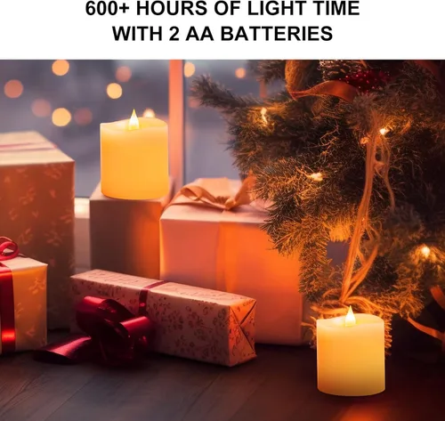 Miniatura 3 de Velas sin llama de 3 x 3 que funcionan con pilas con temporizador remoto, duran 600 horas, velas de batería parpadeantes, velas LED eléctricas
