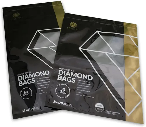 Miniatura 2 de Bolsas de diamante - Bolsas de sellado al vacío 5mil - 50 bolsas (11x24, Negro/Transparente)