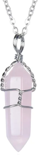1 collar con colgante de piedras preciosas naturales curativas de cuarzo de cristal reiki chakras, piedras preciosas de 18 pulgadas, joyería para