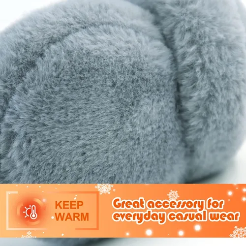 Miniatura 3 de NASULAR Orejeras de invierno para niños, orejeras cálidas para niñas, lindos calentadores de orejas peludos para niños, fundas plegables