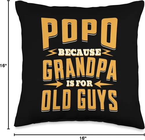 Miniatura 4 de Popo Because Grandpa is for Old Guys Grandpa Gifts Popo Old Guys Father's Day Grandpa - Almohada de 16 x 16 pulgadas, multicolor