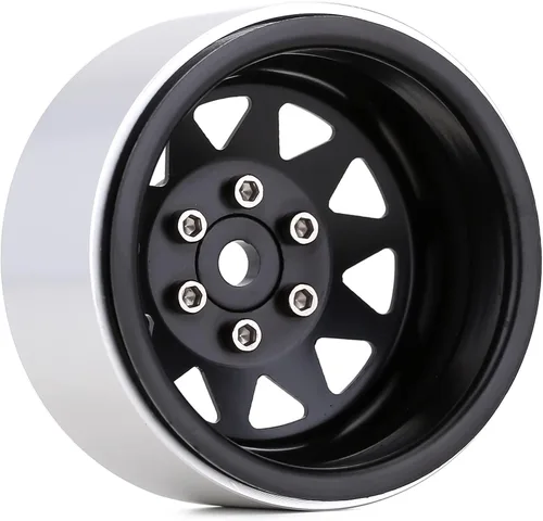 INJORA 1.9 Beadlock Rueda Rim Hub 4pcs llantas de metal para 1/10 RC Crawler Car TRX4 Axial SCX10 90046 SCX10 Pro (negro)