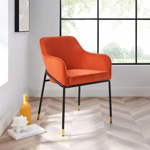 Miniatura 2 de Modway EEI-4671-BLK-ORA Jovi Performance - Sillón de comedor de terciopelo, color negro y naranja