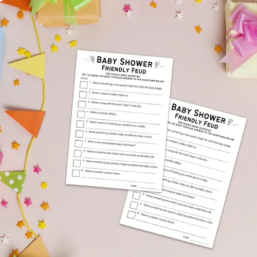 Miniatura 4 de Kihraw Juegos de baby shower, 50 tarjetas de juego de peleas aptas para baby shower, género neutro, minimalista