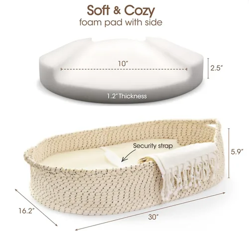 Miniatura 5 de Cambiador de bebé, suave e impermeable, de doble cubierta, portátil, cesta de moisés, cambiador para tocador y cambiador, regalo para baby shower