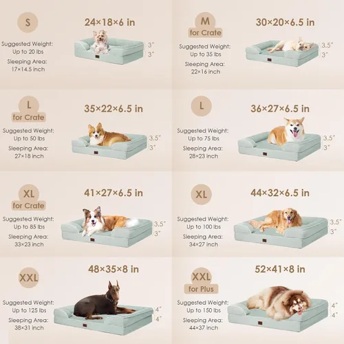 Miniatura 276 de EHEYCIGA – Cama ortopédica impermeable para perros pequeños, de espuma viscoelástica tipo caja de huevos, con bordes elevados y base antideslizante