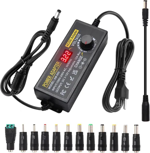 Adaptador de fuente de alimentación universal ajustable de 3 ~ 12 V 12 A 144 W, 3 V, 4 V, 5 V, 6 V, 7 V, 8 V, 9 V, 10 V, 11 V, 12 V, fuente de