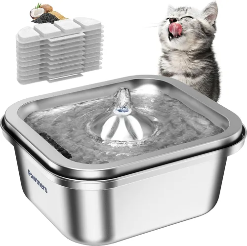 Miniatura 11 de Fuente de agua para gatos sin bombeo, dispensador automático inalámbrico de agua para gatos y perros, 108 oz/3.2 L, fuente Pawtners para mascotas