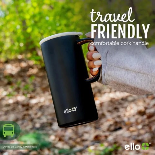 Miniatura 6 de Ello Campy - Taza de viaje de acero inoxidable de 18 onzas con asa y tapa a prueba de fugas Taza de café con aislamiento al vacío para bebidas