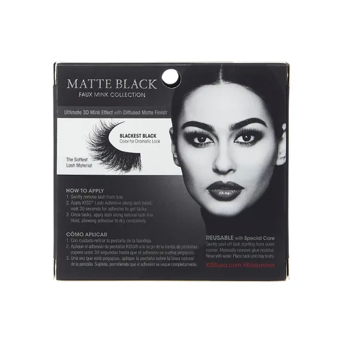 Miniatura 10 de Kiss Pestañas postizas de color negro mate, 0.630 in, incluye 1 par de pestañas, fáciles de aplicar, racimos de pestañas reutilizables
