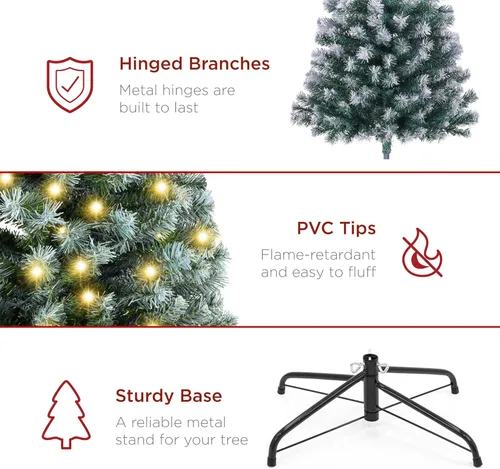 Miniatura 7 de Best Choice Products Artificial Frosted Christmas Tree, 7.5ft Premium Pre-Lit Realistic Spruce Holiday Décor w/Dense Branches, Metal Base – Blue
