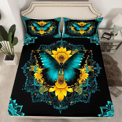 Miniatura 26 de Erosebridal Southwestern - Sábanas de cama bohemias aztecas, tamaño individual, sábanas hippie de cachemira, ropa de cama de estilo exótico, funda