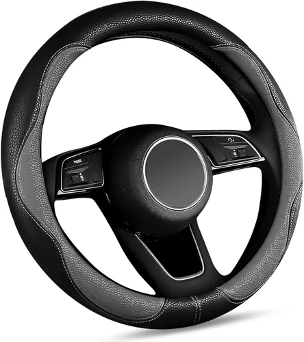Miniatura 9 de Funda negra para volante de automóvil, antideslizante, transpirable, cómoda, de cuero PU, lindo protector universal, accesorios interiores de Rosa