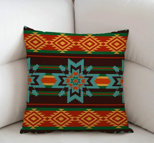 Miniatura 2 de Swono Funda de Almohada Decorativa con Patrón Étnico Abstracto Estampado del Suroeste Funda de Cojín Estilo Granja para Sofá Sillón 18x18 Pulgadas