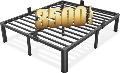 FUIOBYVV Marco de Cama King con Patas de Esquinas Redondeadas, 14 Pulgadas de Alto, Capacidad de 3500 Libras, Marco de Cama Plataforma de Metal