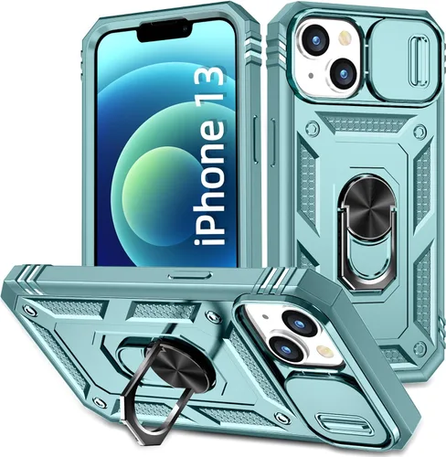 Miniatura 28 de Korecase Funda de protección para iPhone 12 Pro Max Kickstand con cubierta para lente de cámara, deslizante, grado militar, resistente, de doble Rosa
