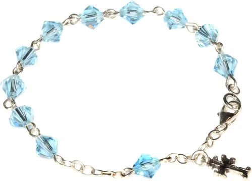 Pulsera de rosario para niñas hecha con cristales austriacos, vidrio (comunión, boda, reconciliación, Navidad, Pascua, regalo), Vidrio