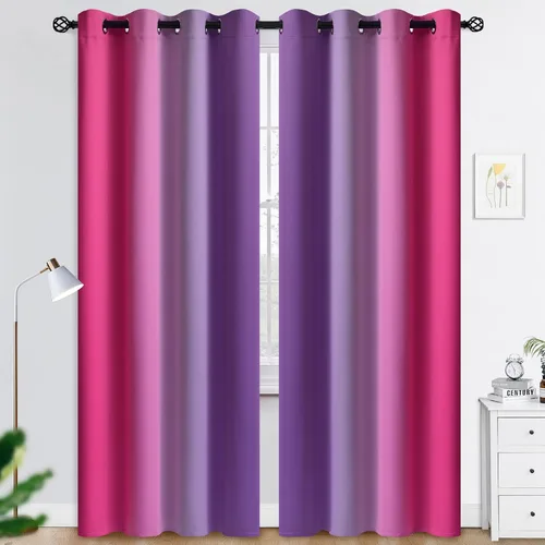 Miniatura 99 de COSVIYA Cortinas 100% Opacas Azul Degradado con Lazos Ajustables para Cocina Aislamiento Térmico Oscurecimiento de Habitación Cenefa con Bolsillo