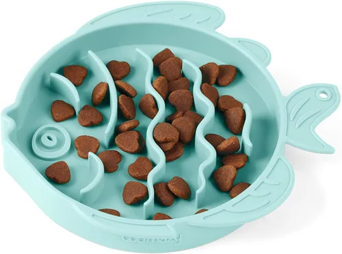 Miniatura 13 de Coomazy Cuencos de silicona de alimentación lenta para perros y gatos, juguete interactivo para mascotas para entrenamiento de alimentos