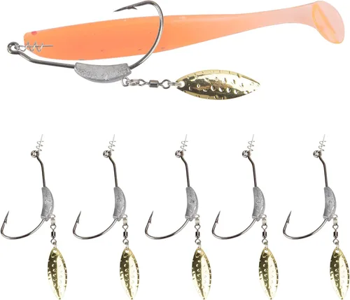 Miniatura 14 de Ganchos de cabeza de plantilla ponderados con cuchillas giratorias Swimbaits - Ganchos de manivela para señuelos de pesca suaves Cabeza de pescado