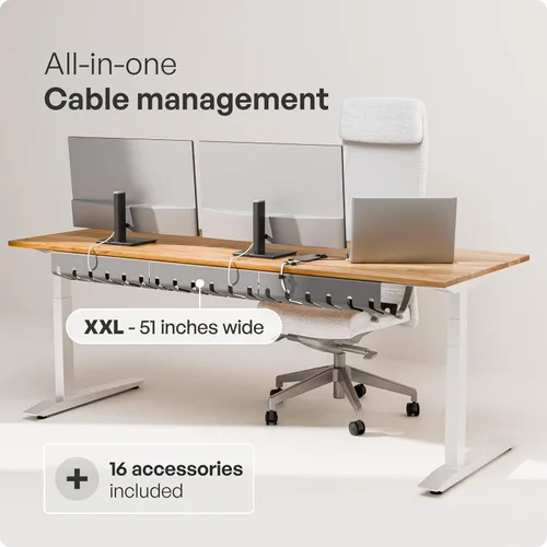 Miniatura 2 de PAMO Organizador de cables debajo del escritorio para un fácil montaje debajo de la mesa I Juego de 2 – con 10 bridas para cables I Organizador