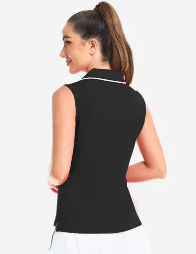 Miniatura 4 de Hiverlay Women's Sleeveless Polo Golf Shirts Quick Dry UPF 50+ V-Neck with Collar Lightweight Tennis Workout Tank Tops