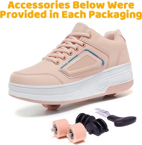 Miniatura 4 de Wooowyet - Zapatos con ruedas recargables para patinar para niños, unisex, con luces LED, moda