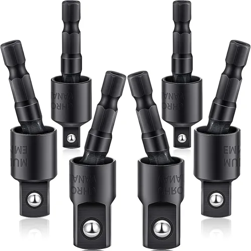 Honoson Juego de 6 adaptadores de taladro eléctrico, adaptador de zócalo oscilante de impacto, vástago hexagonal giratorio de 360 grados, brocas de