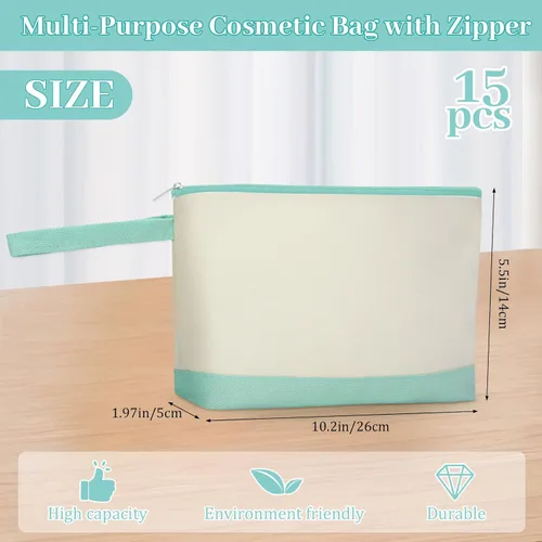 Miniatura 2 de Silkfly Bolsas de Maquillaje de Lona de Algodón Lona Cosmética con Cremallera 10.2 x 5.5 x 2 Pulgadas Bolsa de Bricolaje en Blanco al por Mayor