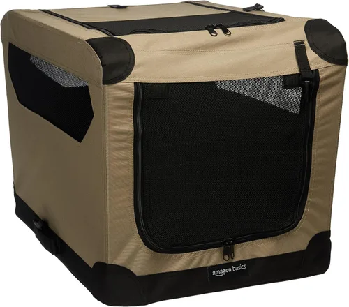 Miniatura 14 de Amazon Basics Jaula suave plegable portátil para perros, puerta doble, perrera de viaje plegable, fácil de instalar, resistente, segura, XL 42 x 31
