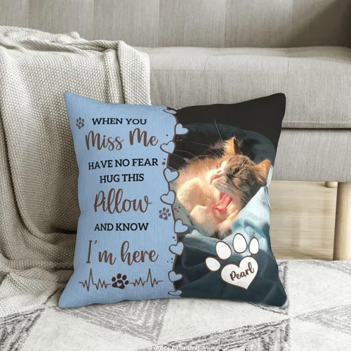 Miniatura 5 de Almohada Decorativa Conmemorativa Personalizada para Mascotas con Foto, Regalo de Condolencias por Pérdida de Perro/Gato, Regalos de Recuerdo