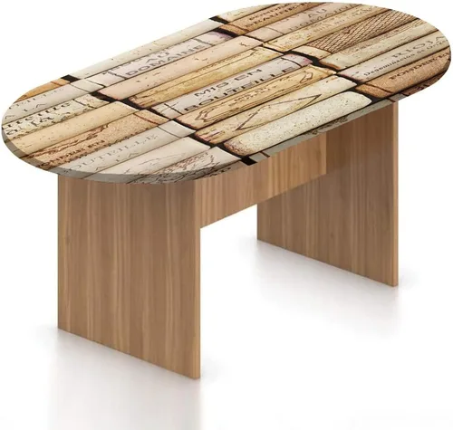 Miniatura 11 de Mantel ajustable ovalado, con bordes elásticos de poliéster, mantel de mesa con estampado gourmet francés, se adapta a mesas ovaladas de hasta 36 x