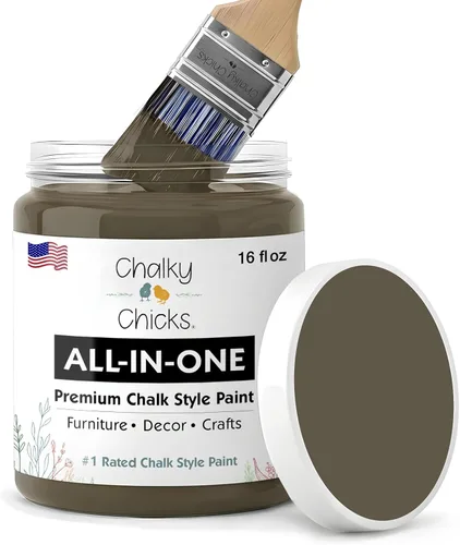 Miniatura 220 de Chalky Chicks - Pintura mate a la tiza, no requiere lijado, 4 onzas líquidas, color gris oscuro (Gun Metal Gray), para muebles, pintura sin Gris