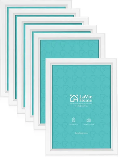 Miniatura 26 de LaVie Home - Marco de fotos (6 unidades), diseño simple con cristal de alta definición, para montaje en pared y en mesa, colección clásica, Dorado