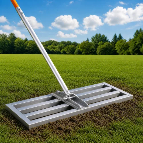 Miniatura 10 de Rastrillo nivelador de 30 x 10 pulgadas para kit de nivelación de patio trasero, herramienta de nivelación de césped resistente de 6.5 pies