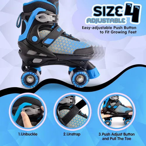 Miniatura 2 de SULIFEEL Patines para niñas y niños, 4 tallas ajustables con ruedas iluminadas, patines seguros y divertidos para niños, mejor regalo