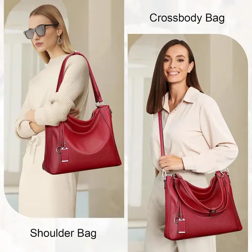 Miniatura 10 de Over Earth Genuine Leather Purses for Women Large Hobo Bags Lady Shoulder Handbags with Detachable Strap