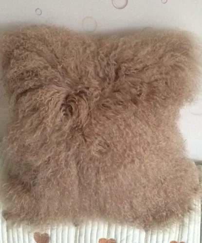 Miniatura 11 de Seek4comfortable Funda de almohada de piel de cordero mongol 100% real, de 18 x 18 pulgadas, funda de almohada decorativa de piel para sala de Negro